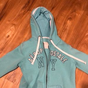 Aeropostale teal zip-up sweater